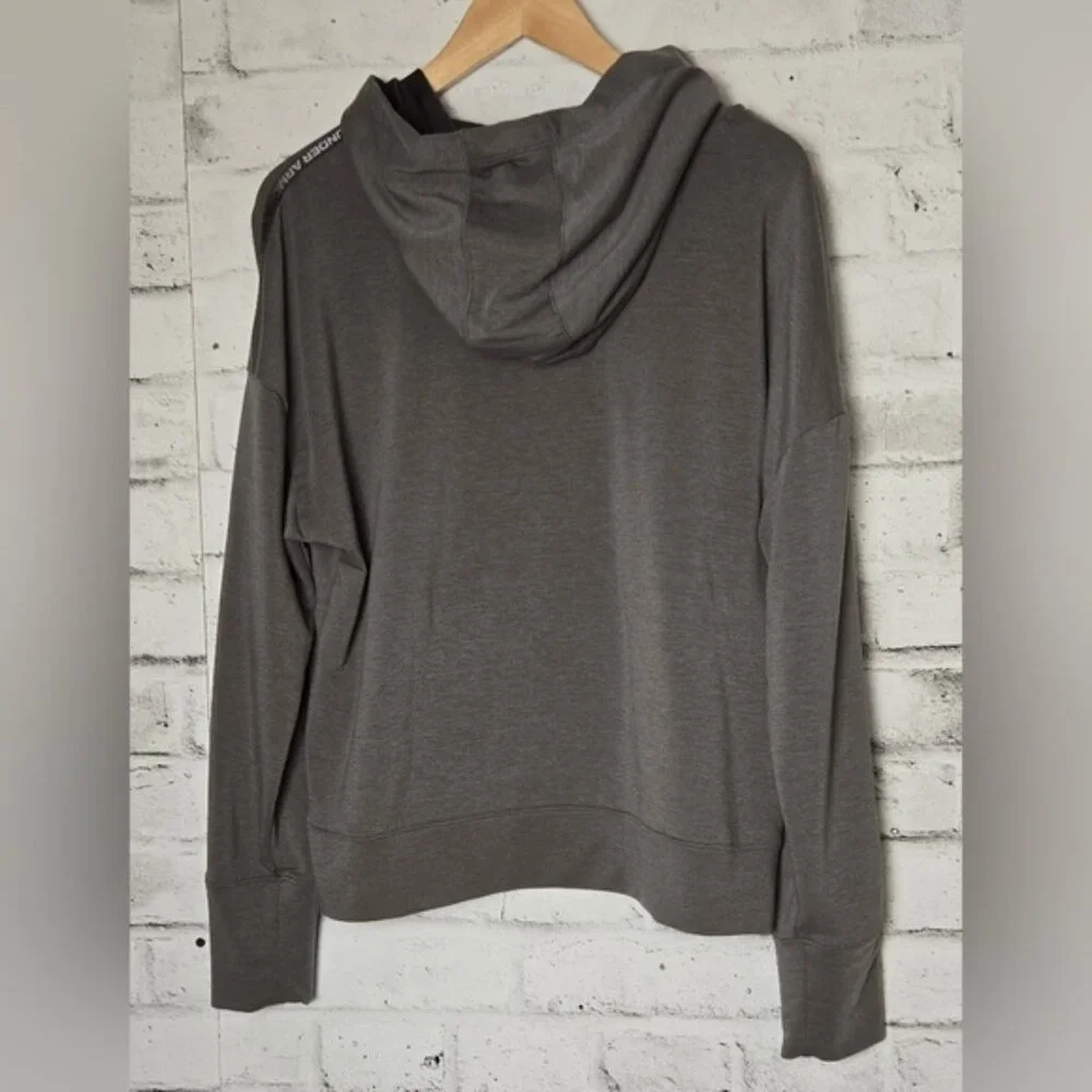Under Armour Charcoal Grey Rival Terry Taped Pullover Hoodie - Picture 2 of 10